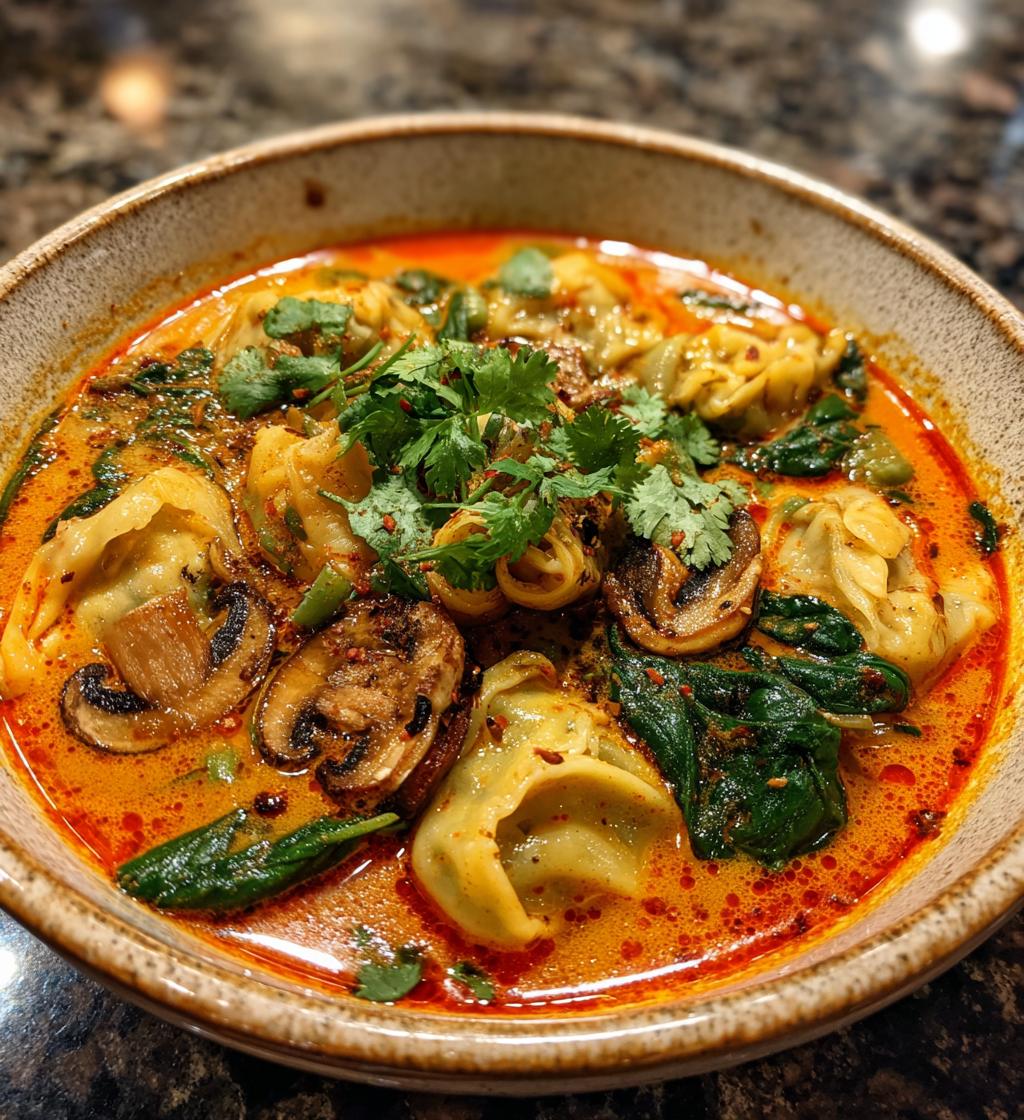 Thai Red Curry Dumpling Soup - detail 1