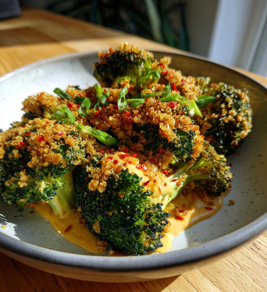 Crispy Broccoli with Chili Breadcrumbs and Cashew Cream - detail 1