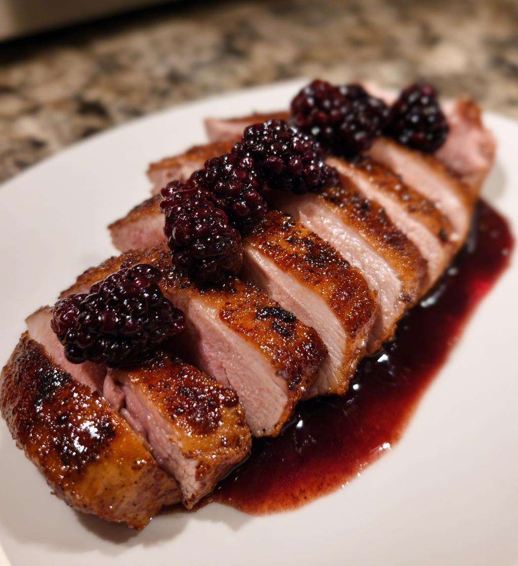 Crispy Skin Duck Breast with Blackberry Sauce - detail 1