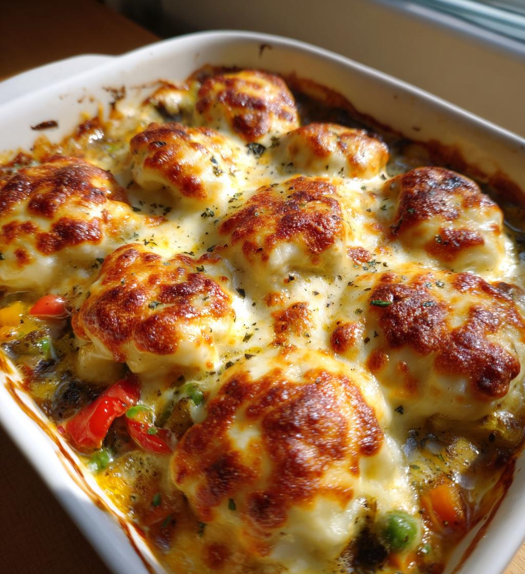 Dumpling Bake (baked casserole using frozen dumplings) - detail 1