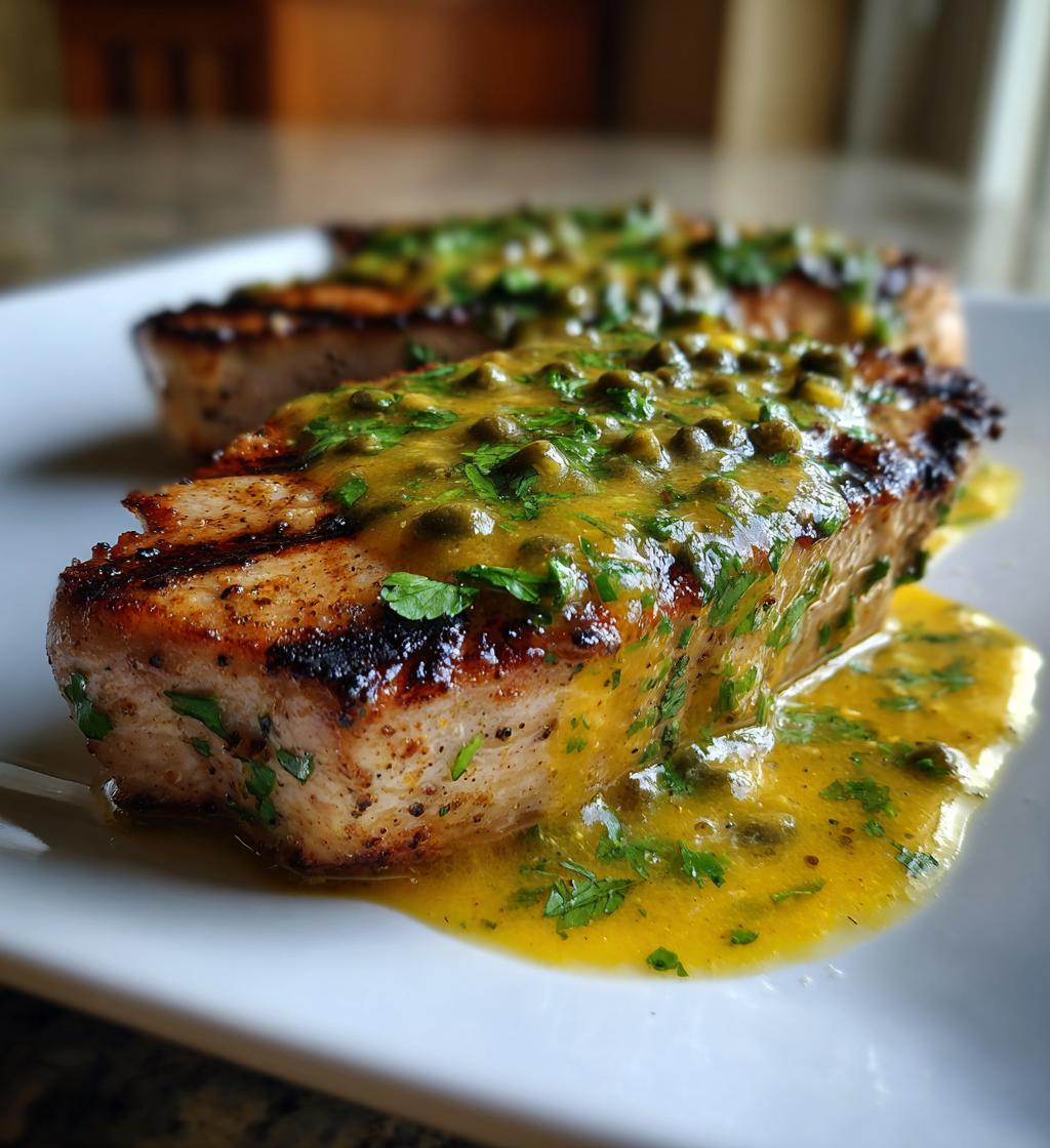 Grilled Swordfish with Lemon Caper Sauce - detail 1