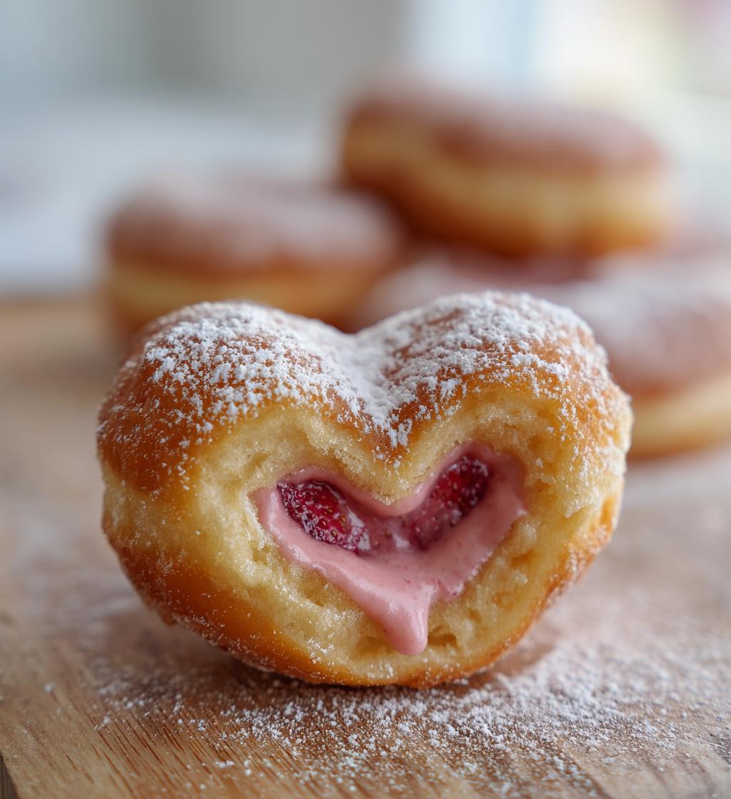 Heart Shaped Strawberry Cheesecake Donuts - detail 1