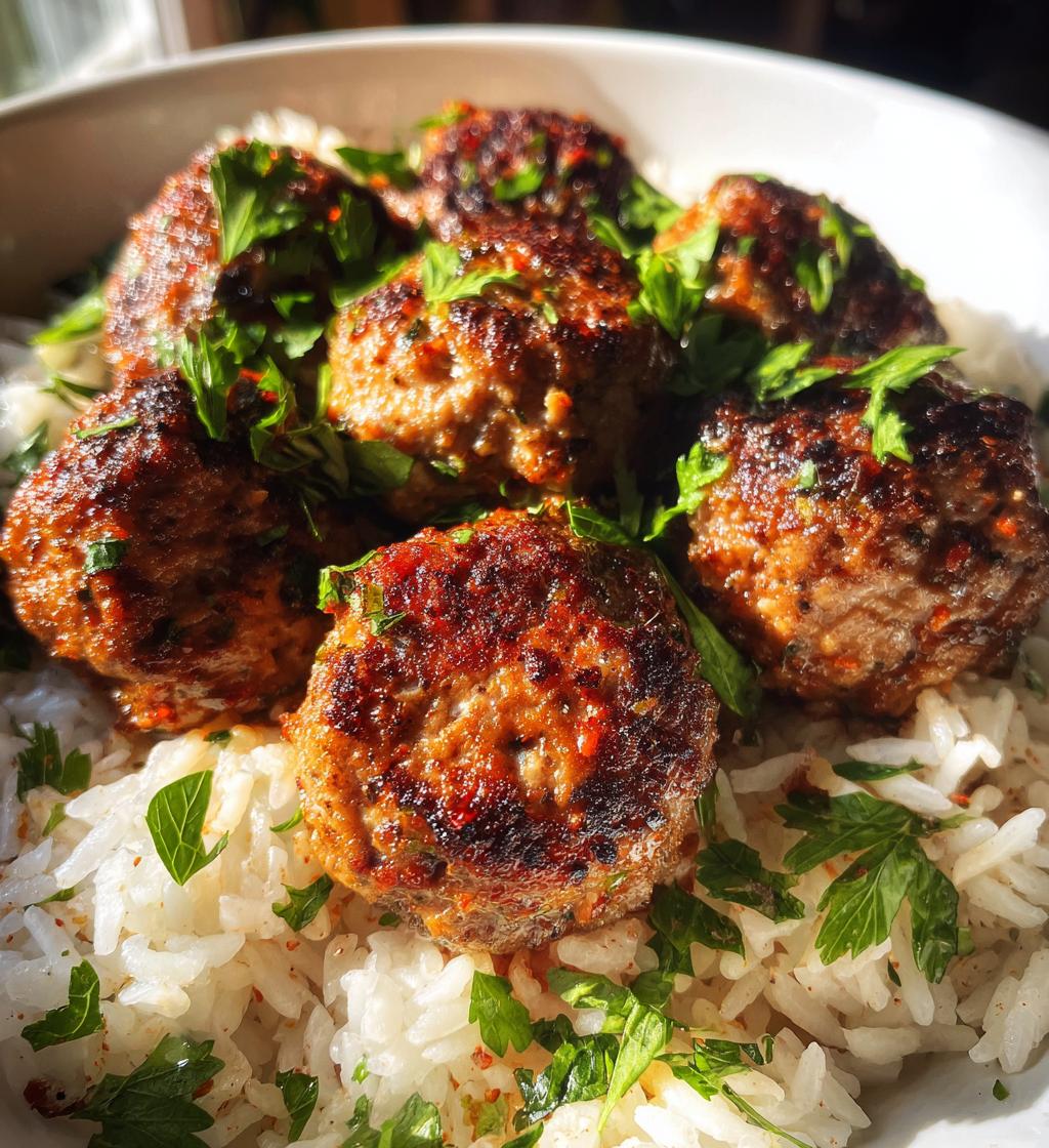 Kofte Turkish Meatballs with Rice - detail 1