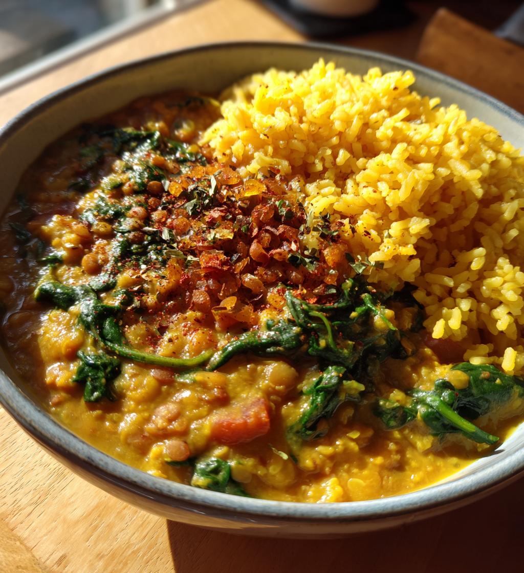 Lentil and Spinach Dal with Turmeric Rice - detail 1
