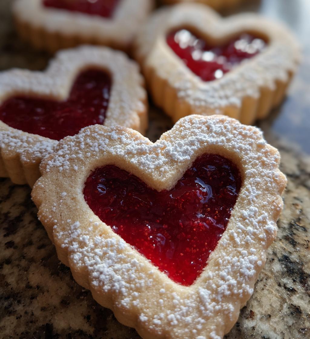 Linzer Strawberry Heart Cookies - detail 1