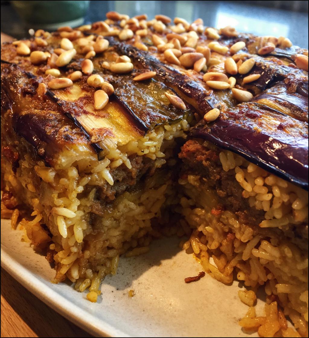 Maqluba (Upside Down Rice with Eggplant & Lamb) - detail 1