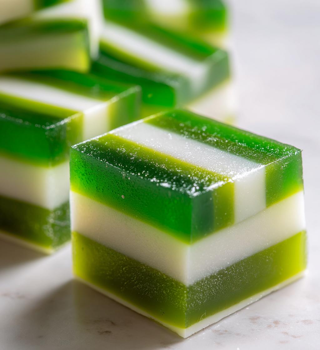Pandan Coconut Jelly (Layered dessert) - detail 1