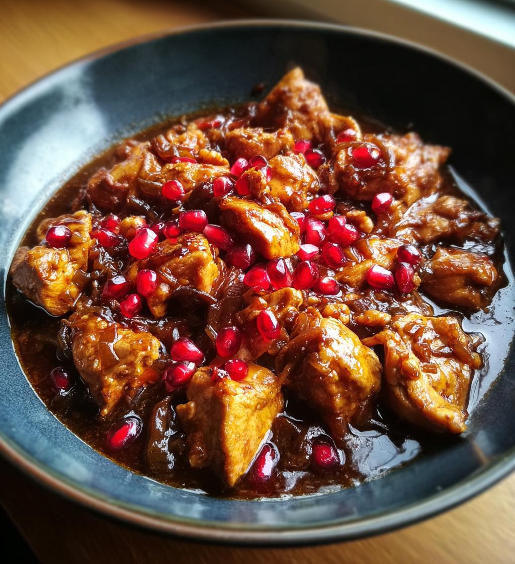 Persian Fesenjan (Walnut Pomegranate Stew with Chicken) - detail 1