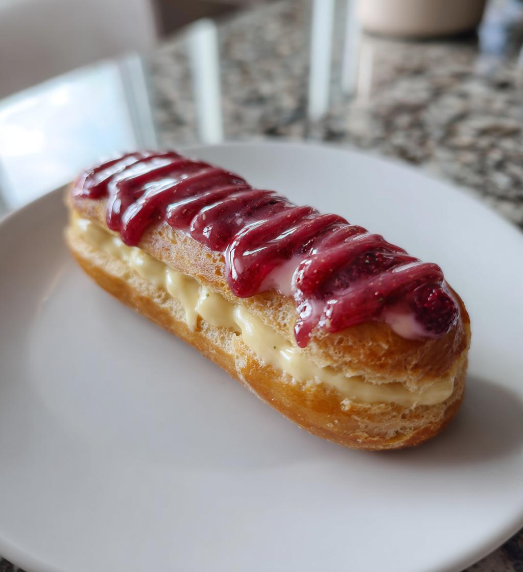 Pistachio and Raspberry Éclairs - detail 1