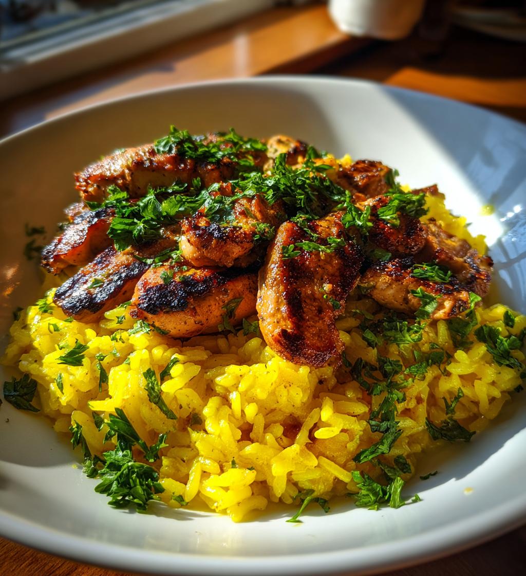 Saffron Rice with Grilled Chicken Strips - detail 1