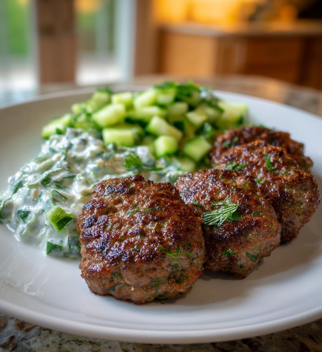 Smashed Beef Kebab with Cucumber Yogurt - detail 1