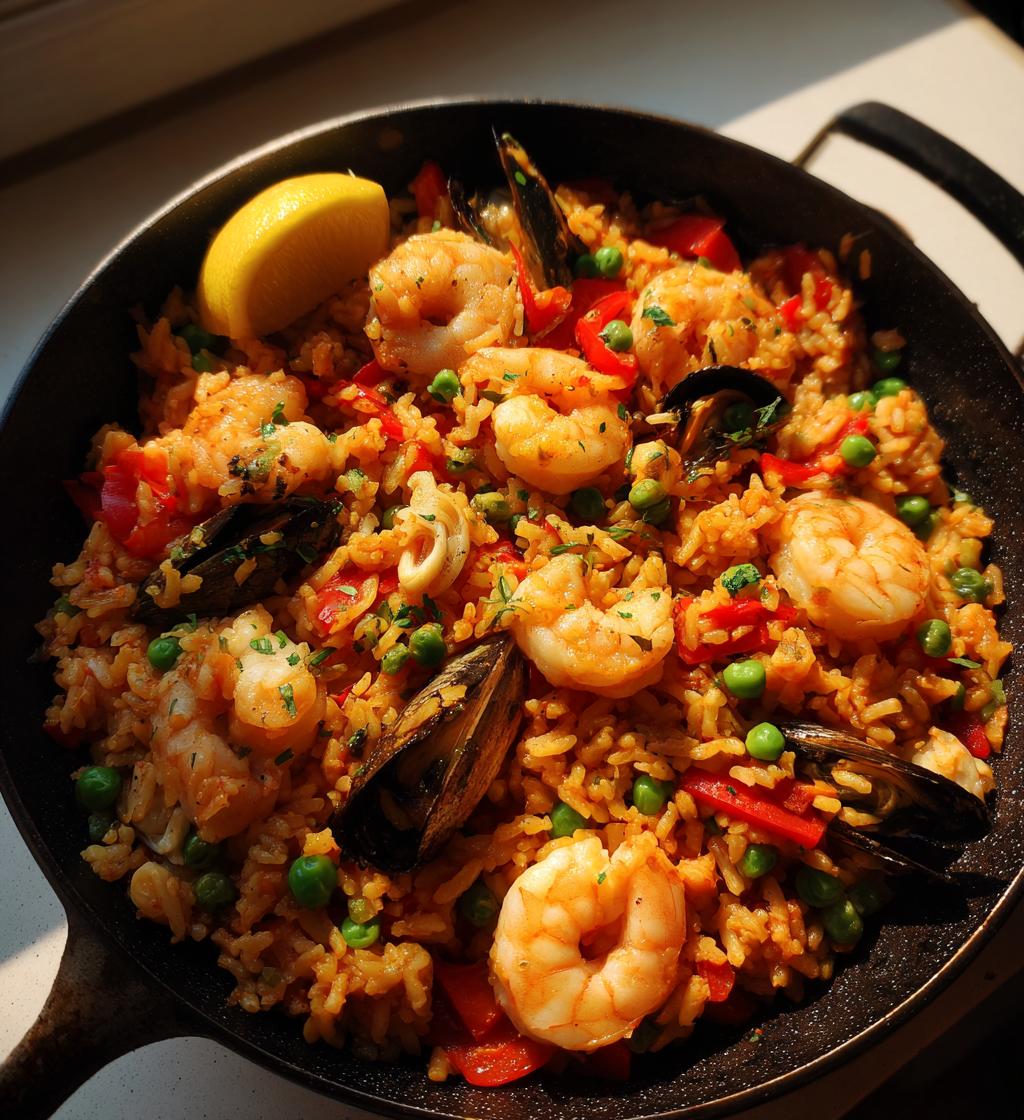 Spanish Seafood Paella (Using chicken/vegetable broth) - detail 1