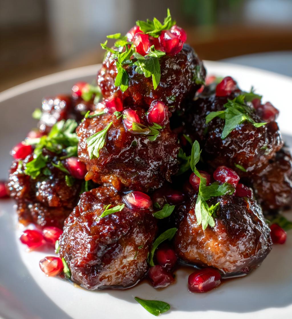 Sticky Pomegranate Glazed Meatballs - detail 1