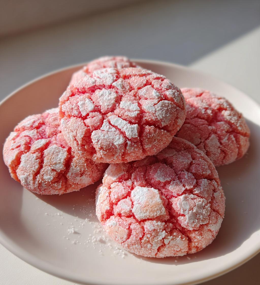 Strawberry Cake Mix Crinkle Cookies - detail 1