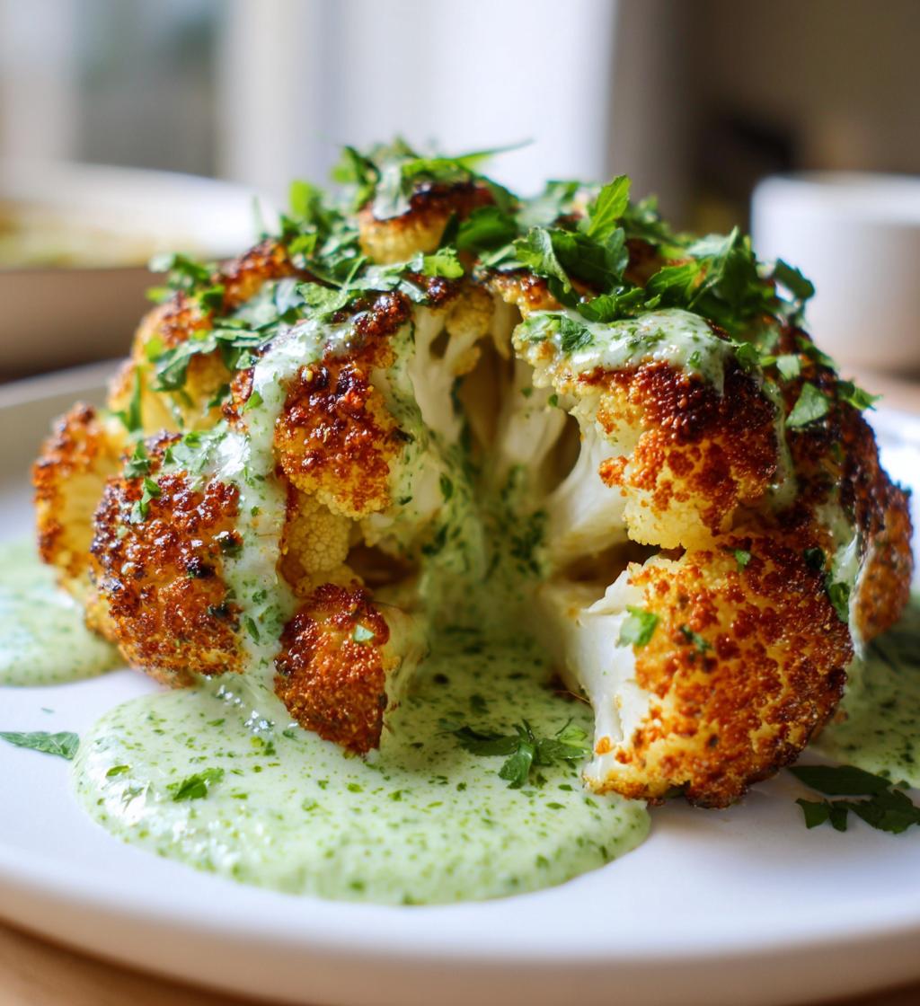 Whole Roasted Cauliflower with Green Tahini - detail 1